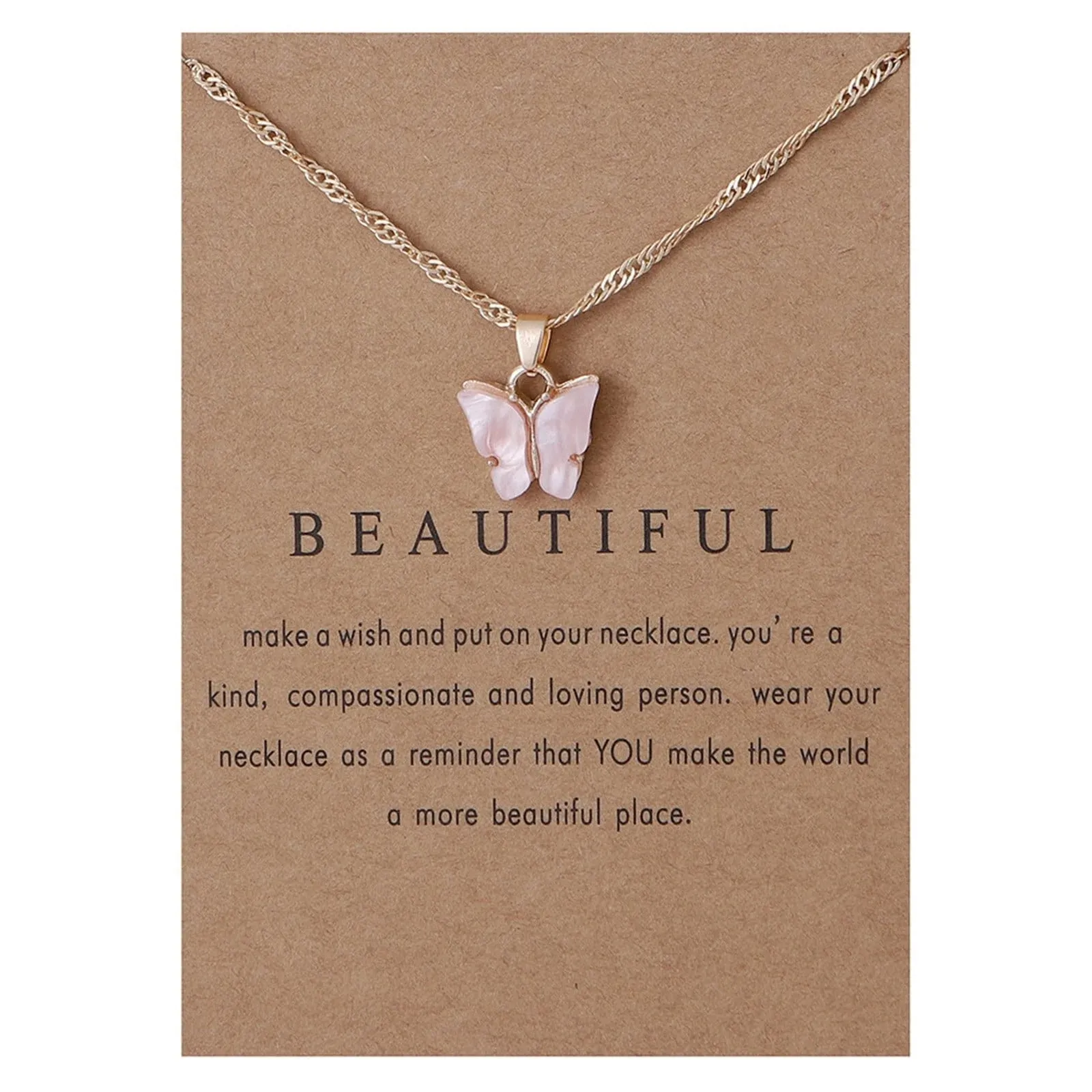 Butterfly Necklace Acrylic Color Clavicle Chain Necklace