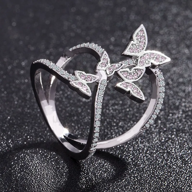 Butterfly Sapphire Gemstone Ring for Women Wedding Jewelry