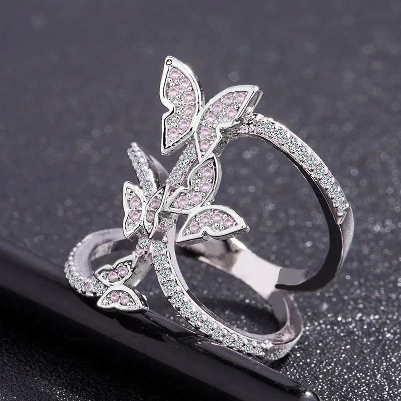 Butterfly Sapphire Gemstone Ring for Women Wedding Jewelry
