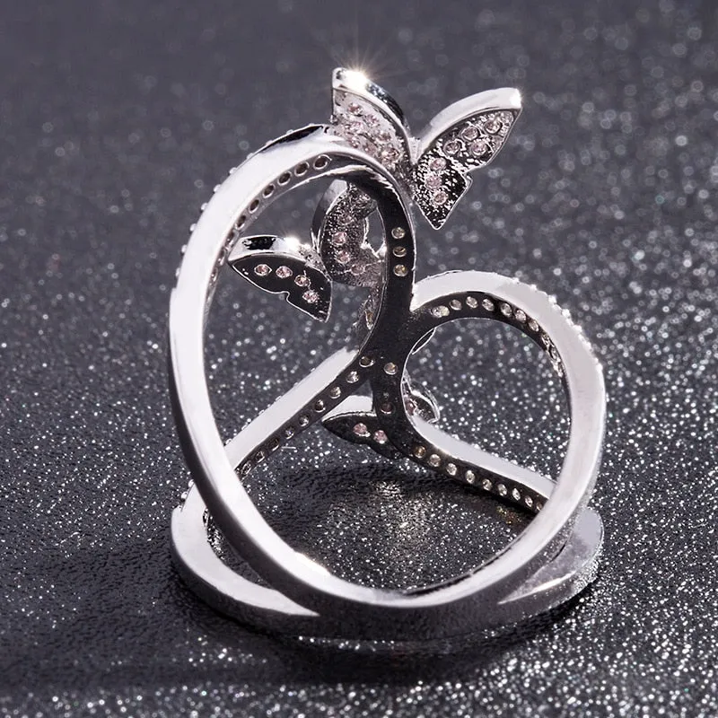 Butterfly Sapphire Gemstone Ring for Women Wedding Jewelry