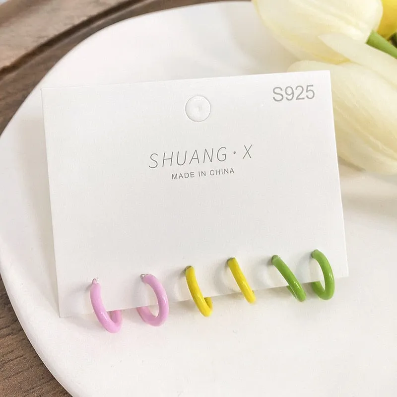 C-Shaped Hoop Earrings Set for Women