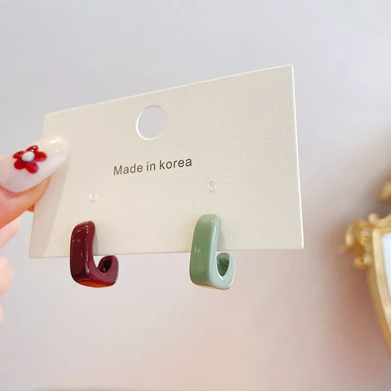 C-Shaped Hoop Earrings Set for Women
