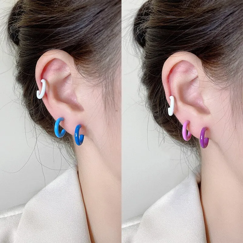 C-Shaped Hoop Earrings Set for Women