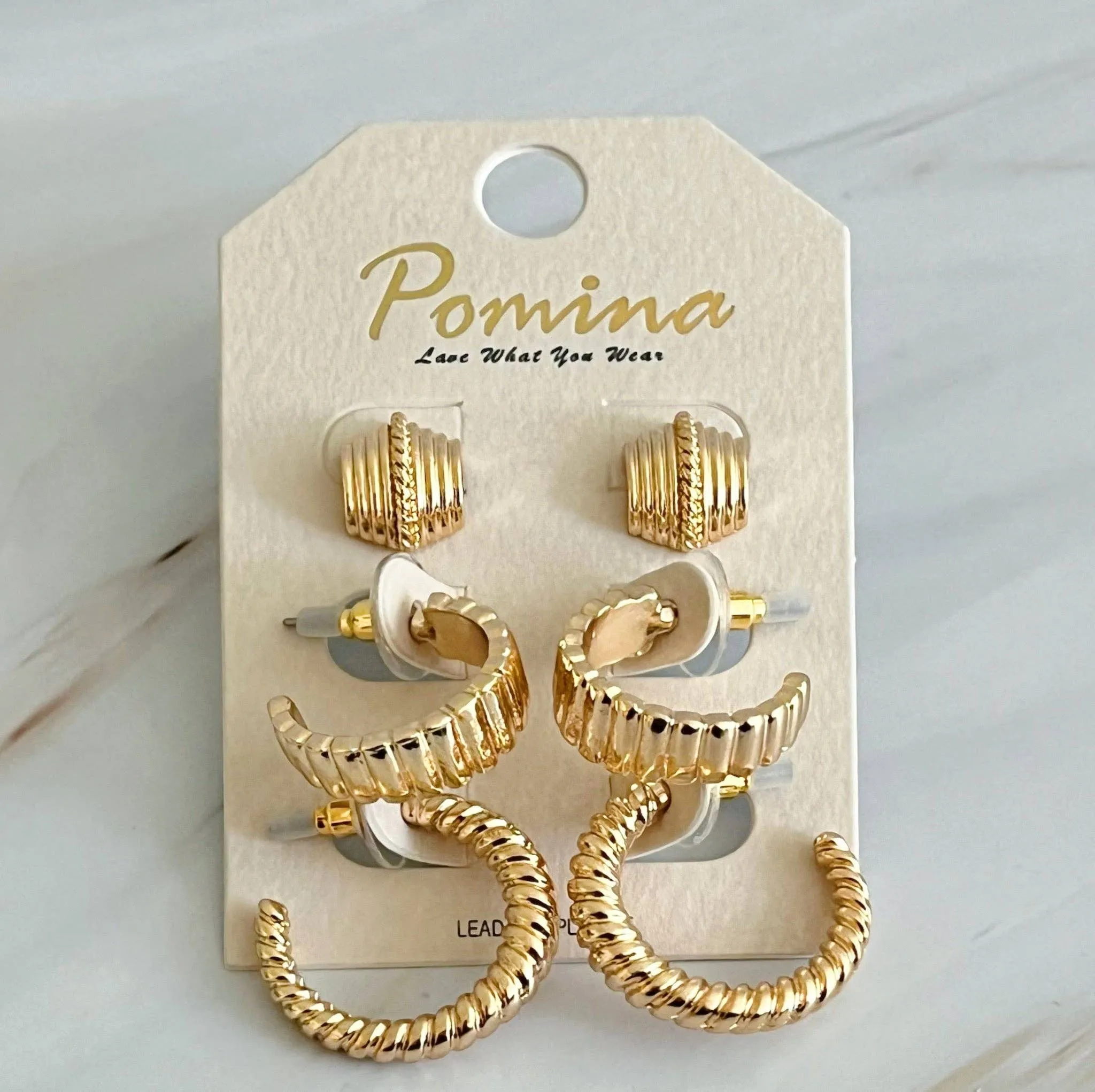 Cabled Trio Set Hoop Earrings