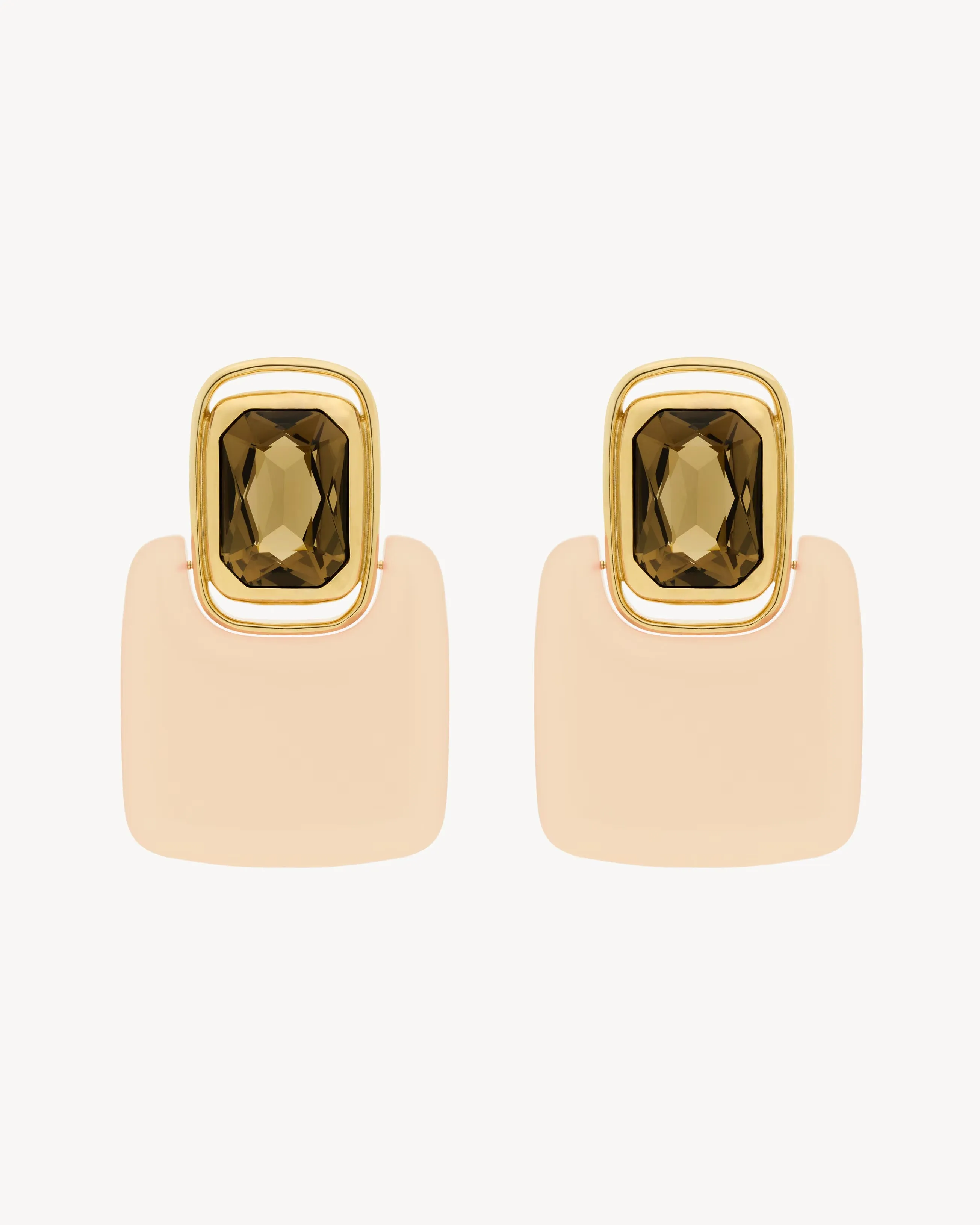 Cabochon Square Earrings In Resin And Metal