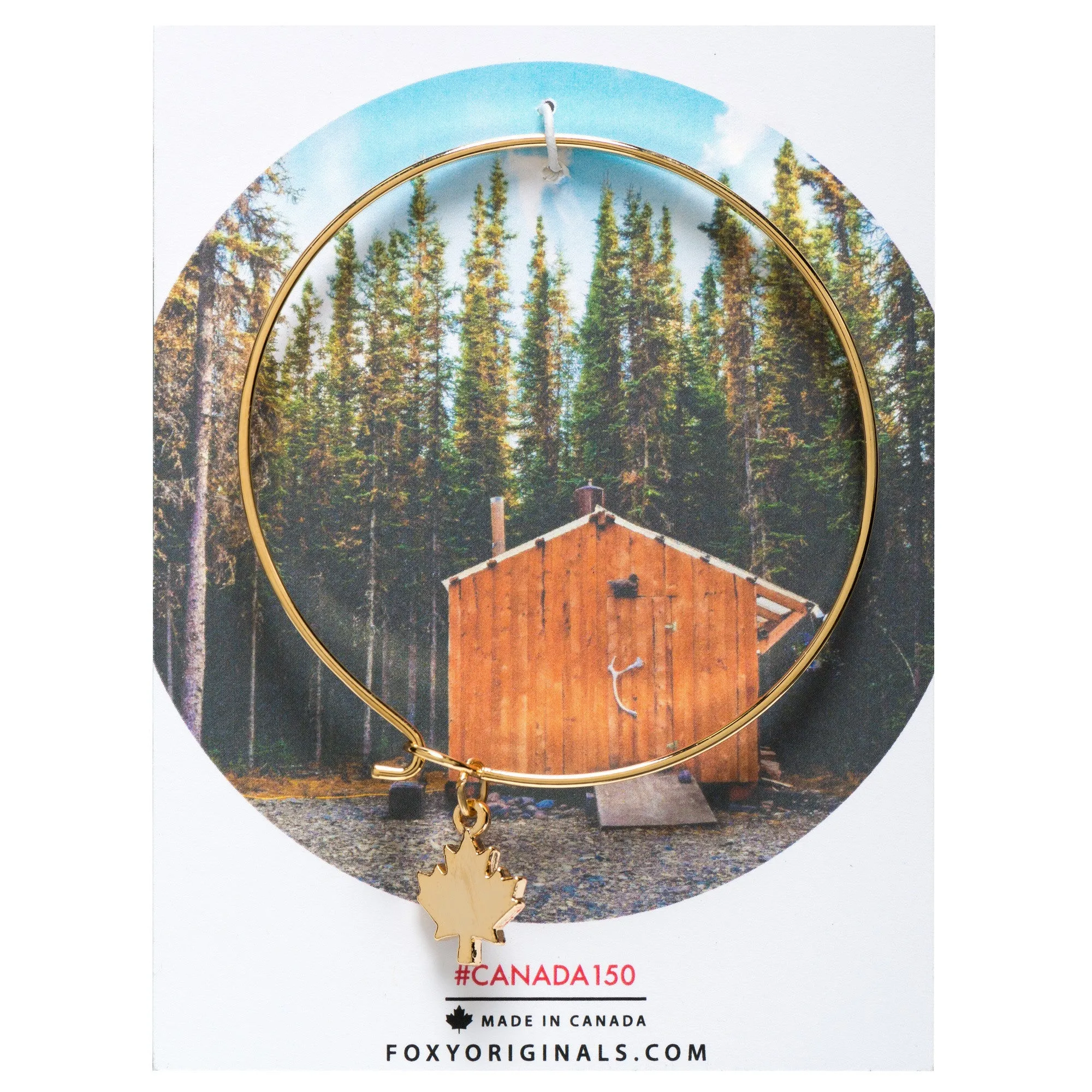 Canada Day Maple Leaf Bangle in Gold