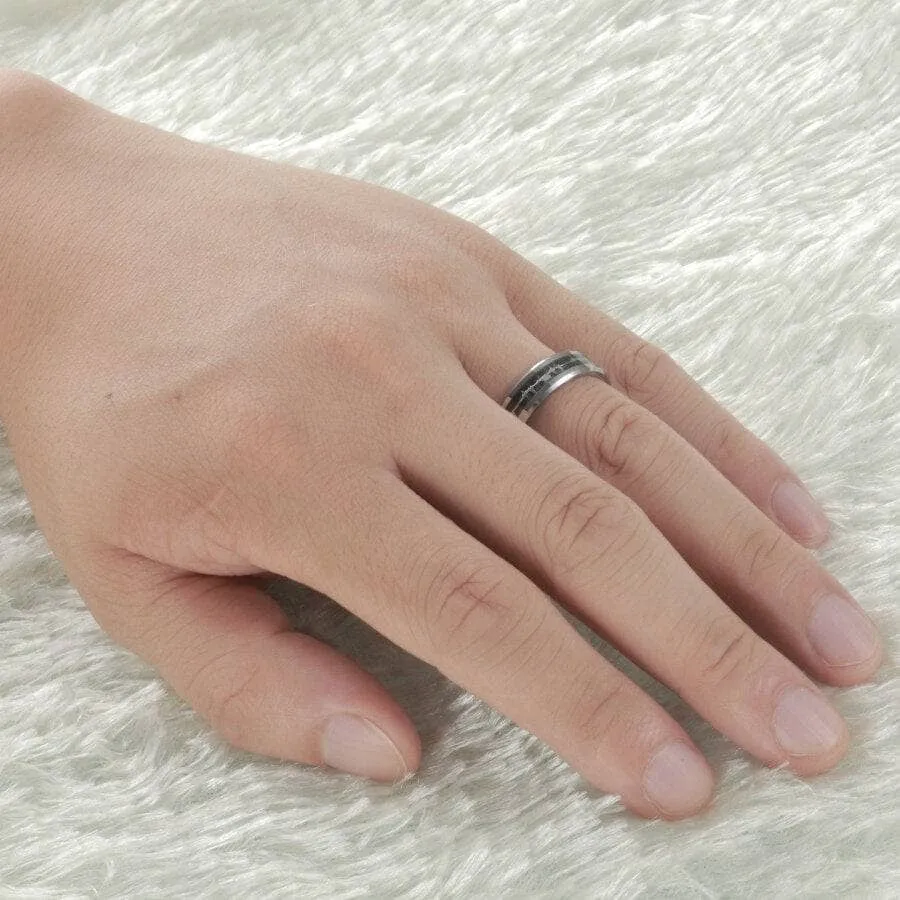 Cardiogram Inlay with 6mm Tungsten Wedding Band