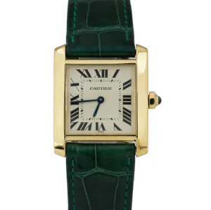Cartier Tank Francaise 1821 Roman 18K Yellow Gold 25mm Leather Quartz Watch
