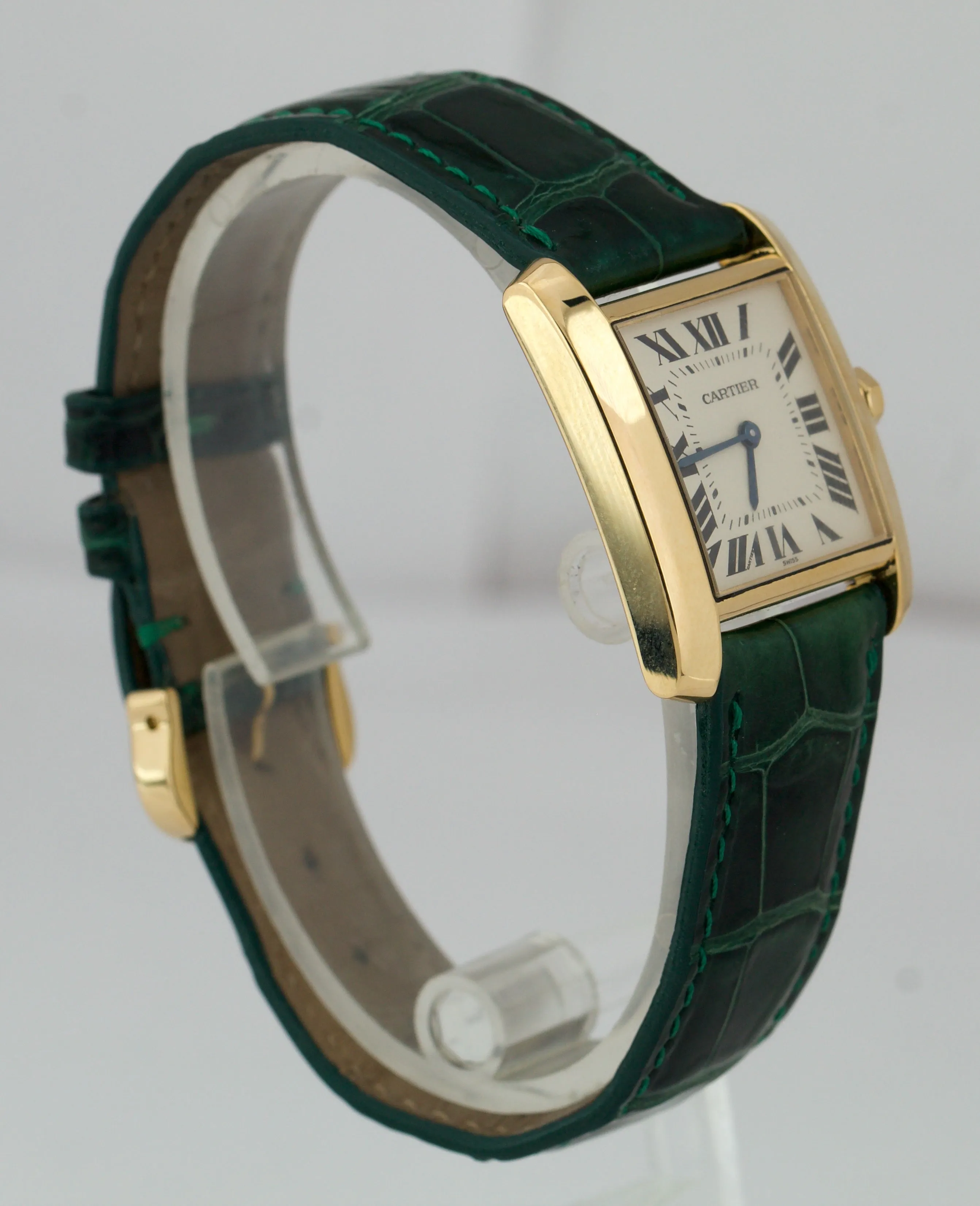 Cartier Tank Francaise 1821 Roman 18K Yellow Gold 25mm Leather Quartz Watch