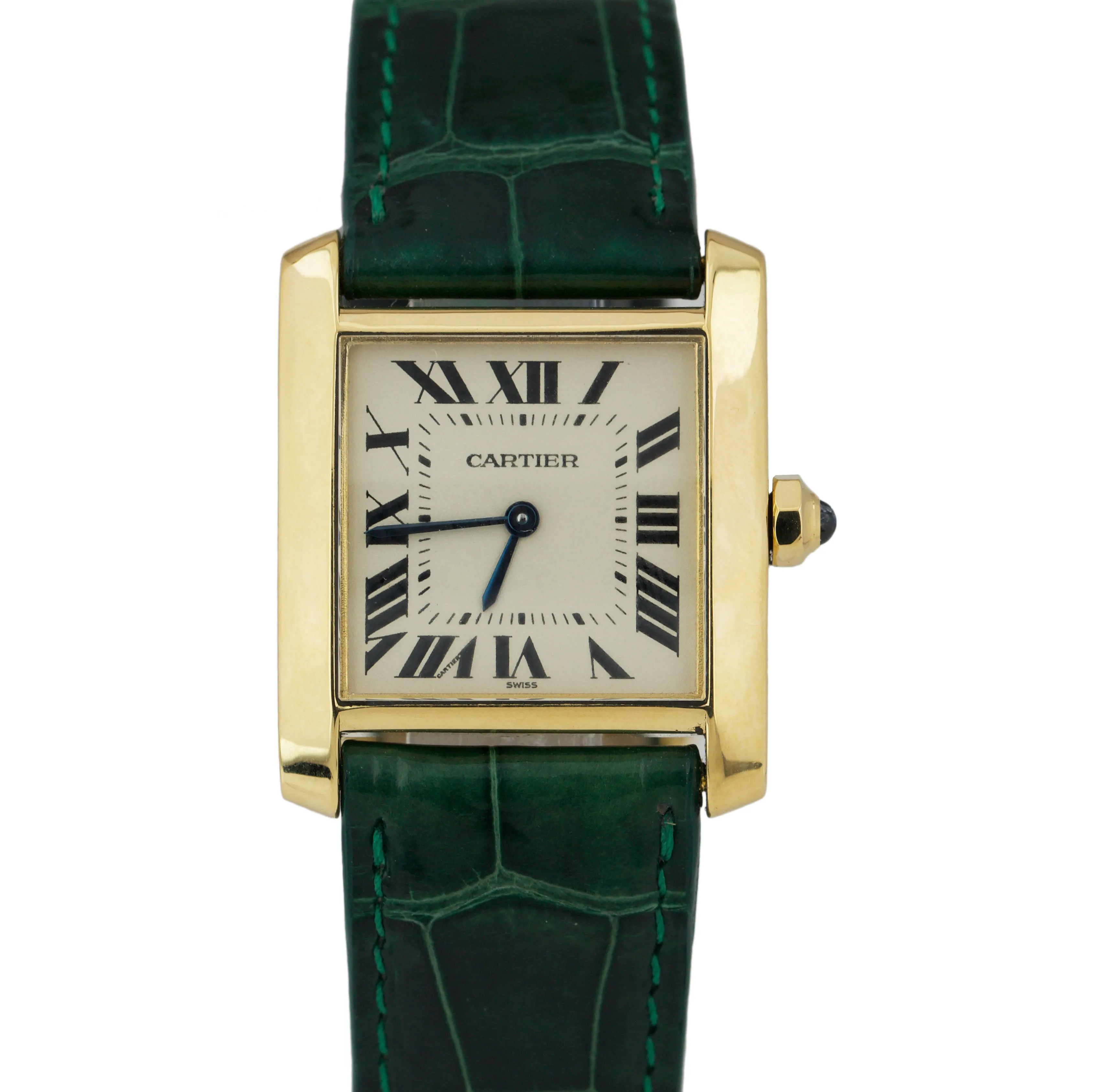 Cartier Tank Francaise 1821 Roman 18K Yellow Gold 25mm Leather Quartz Watch