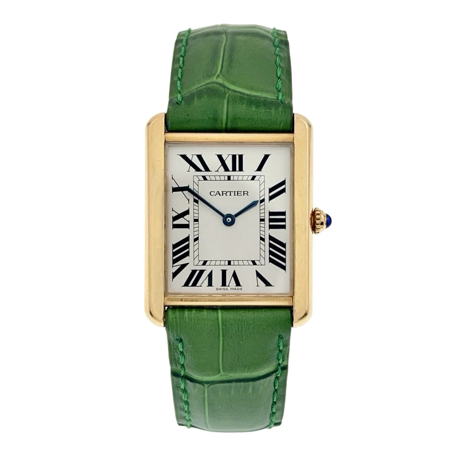 Cartier Tank Solo 18k Yellow Gold Silver Color Dial 27mm Quartz Men's W520004