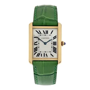 Cartier Tank Solo 18k Yellow Gold Silver Color Dial 27mm Quartz Men's W520004