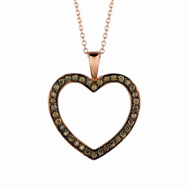 CHAMPAGNE DIAMOND HEART NECKLACE 14K GOLD (0.33 CTW)