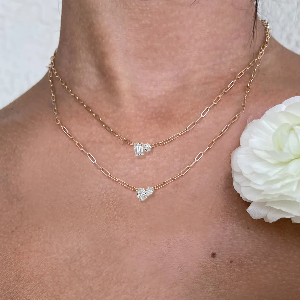 Charo Oval-Pear Diamond Toi Et Moi Necklace
