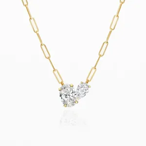 Charo Oval-Pear Diamond Toi Et Moi Necklace
