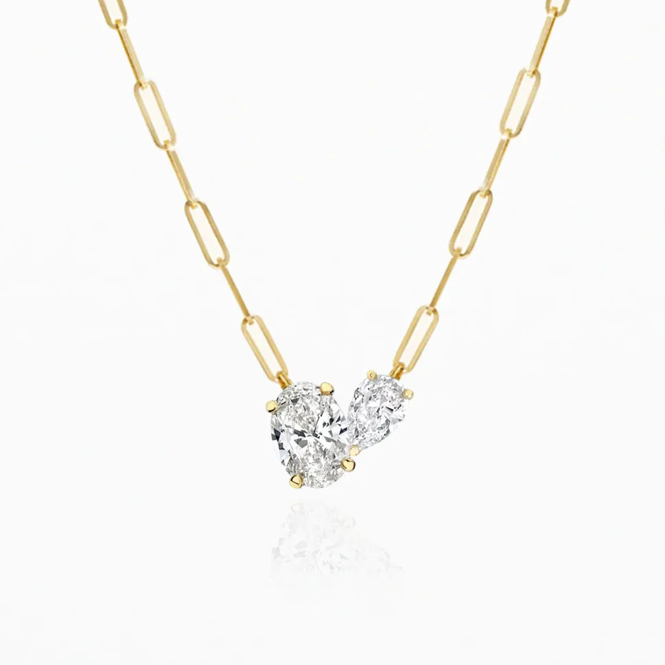 Charo Oval-Pear Diamond Toi Et Moi Necklace