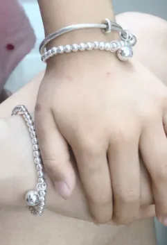 Children's Bracelets:  Sterling Silver Ball Bracelet 16cm, with Ball Charm and Gift Box