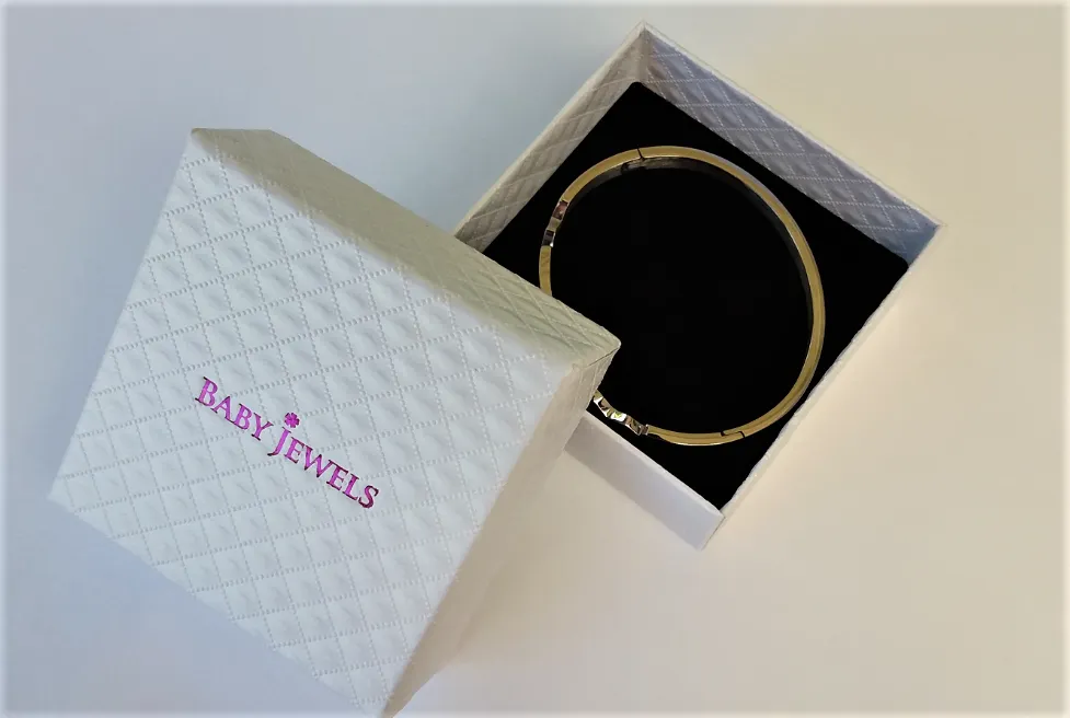 Children's Bracelets:  Sterling Silver Bangle Bracelets with CZ Flower and Extension Age 6 - Teens, with Gift Box