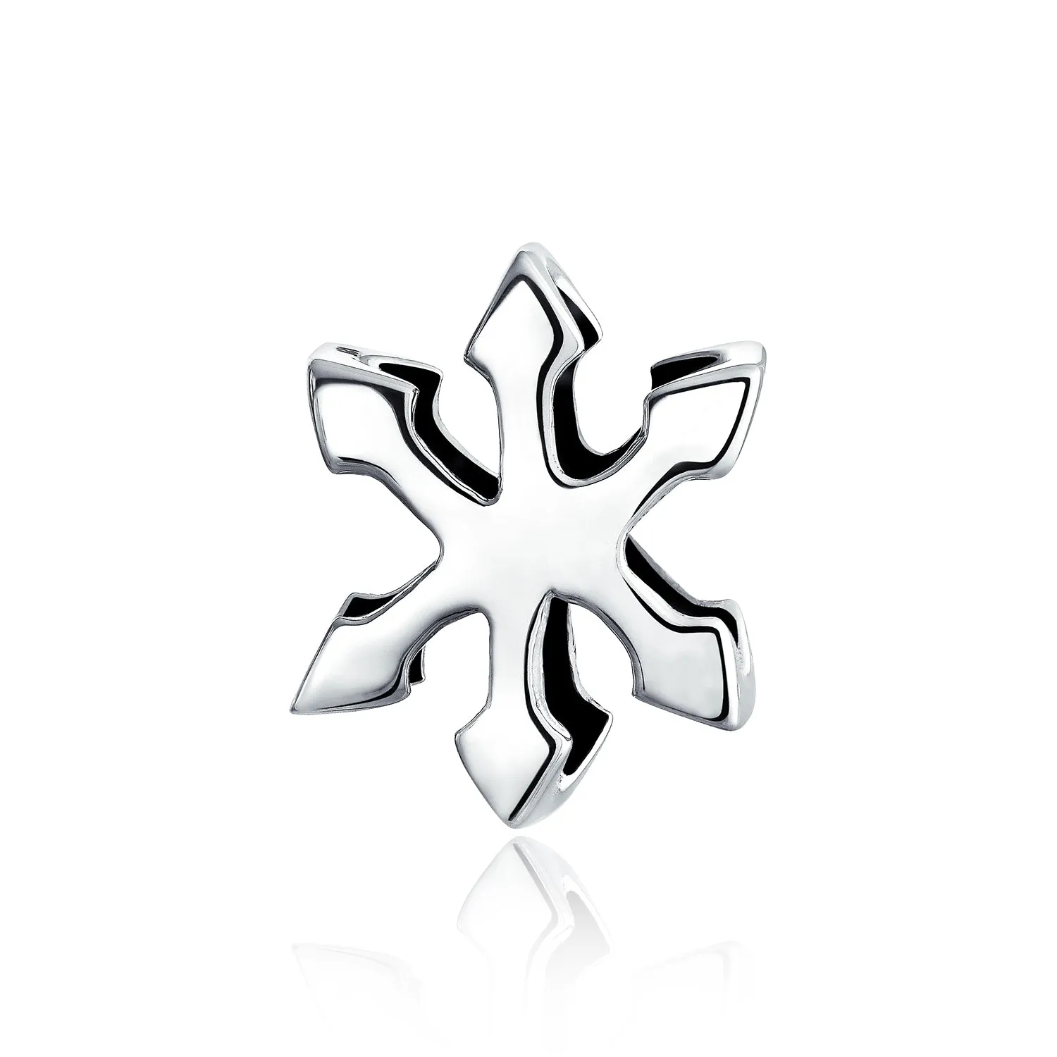 Christmas Charm Bead Kitten in Stocking Snowflake & Candy Cane Sterling Silver