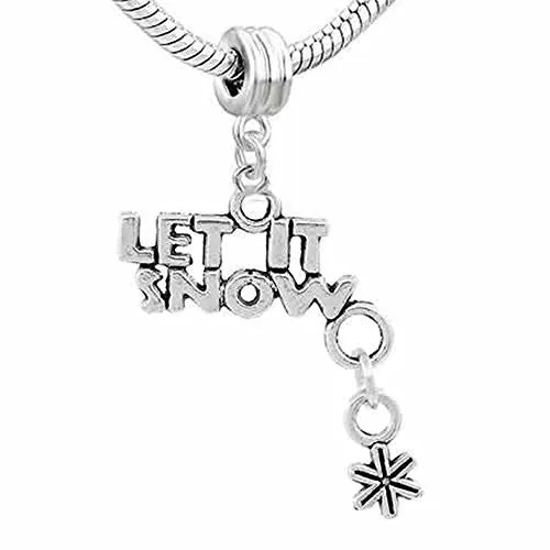 Christmas Charm Let It Snow Bead for Snake Chain Bracelet Charm