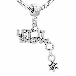 Christmas Charm Let It Snow Bead for Snake Chain Bracelet Charm