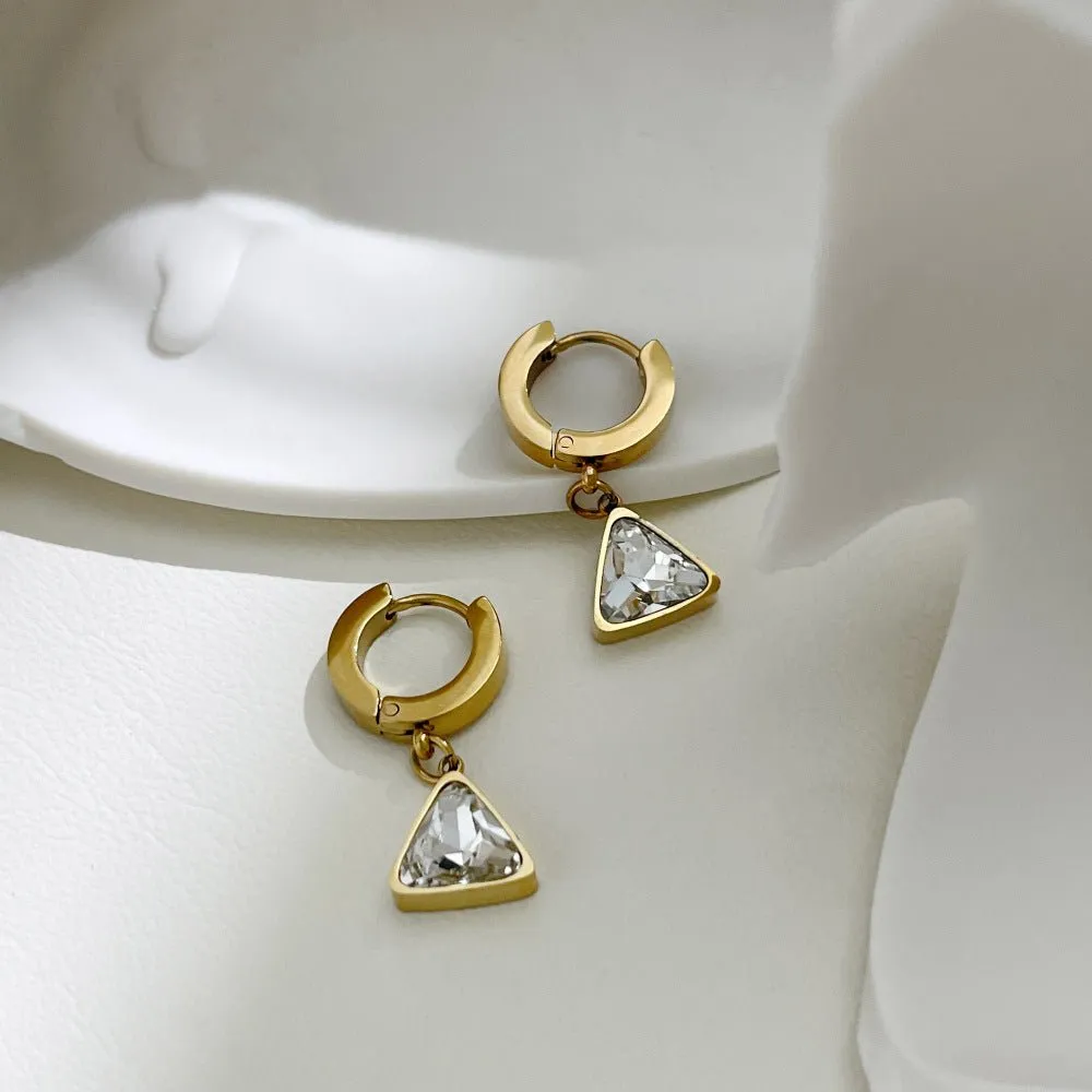 Chunky Triangle Charm Hoop Earrings