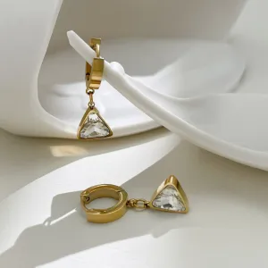 Chunky Triangle Charm Hoop Earrings