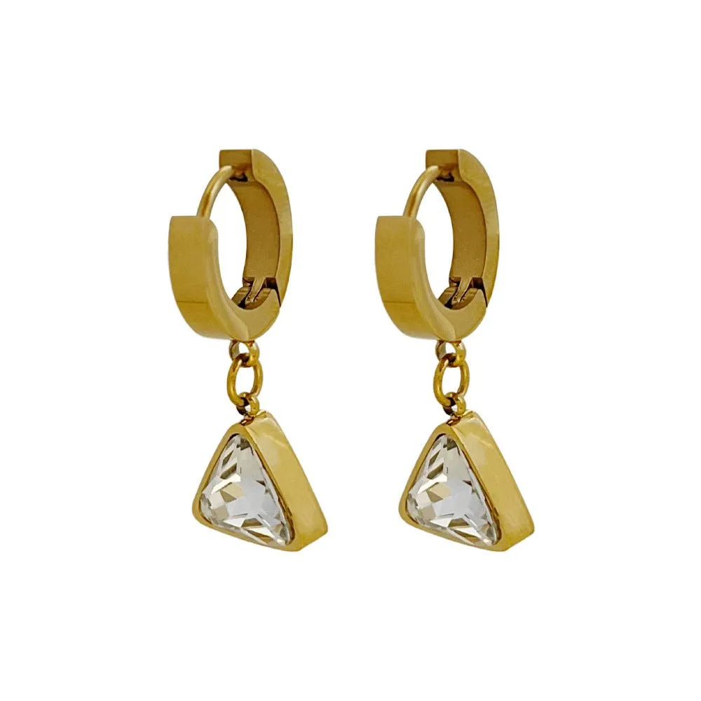 Chunky Triangle Charm Hoop Earrings