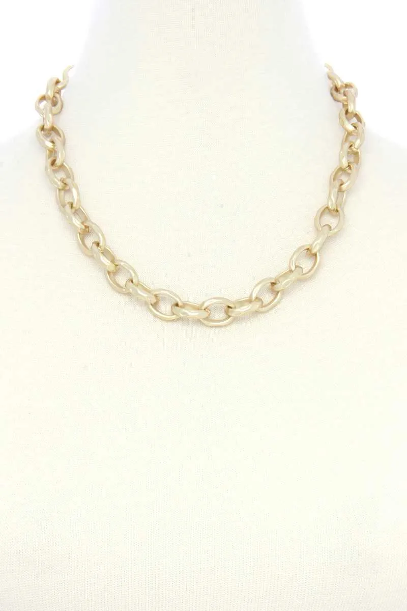 Circle Link Metal Necklace Gold Color