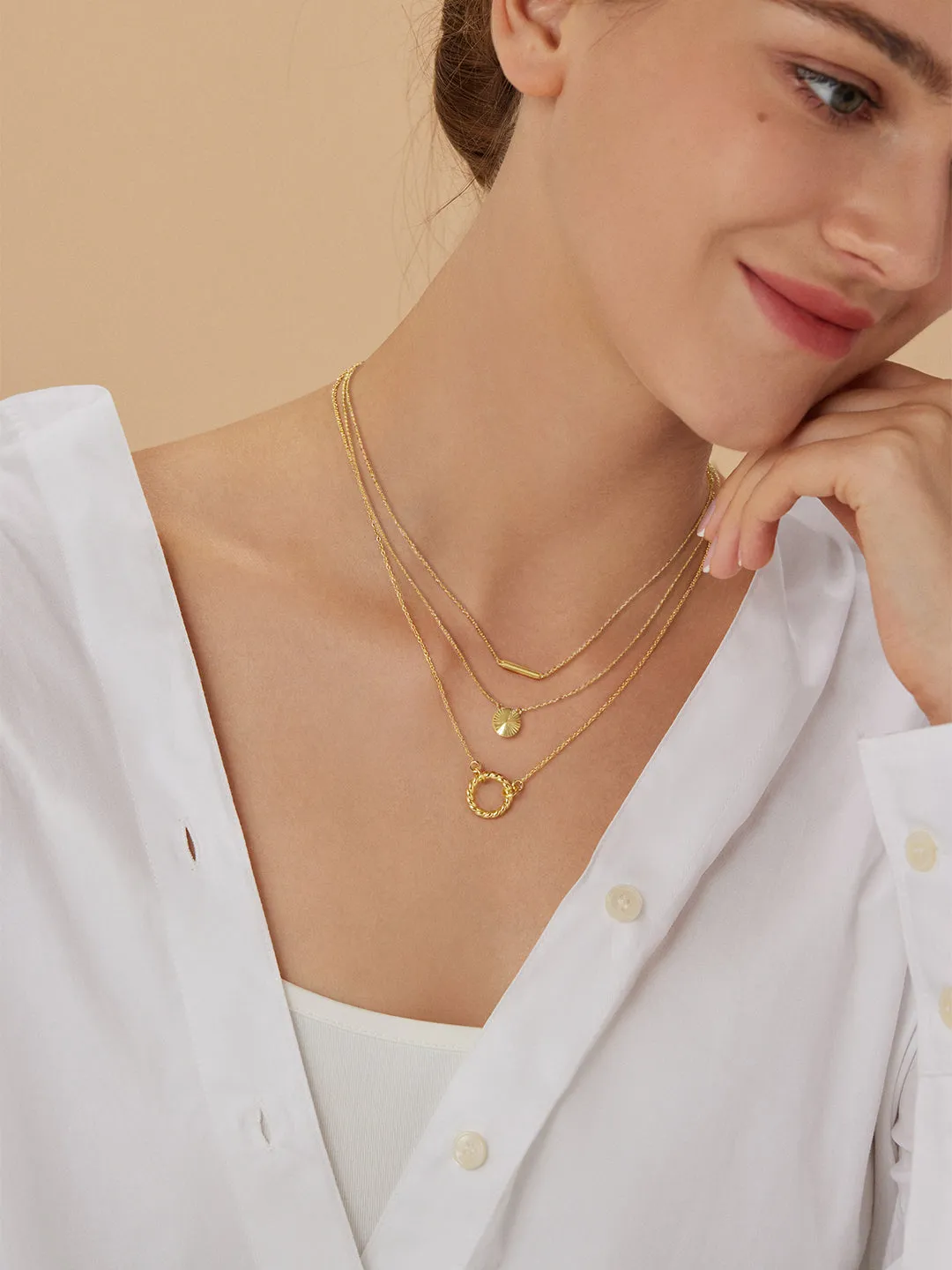Circular & Bar Layered Necklaces