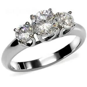 CJ7689OS Wholesale Stainless Steel Past, Present & Future CZ Ring