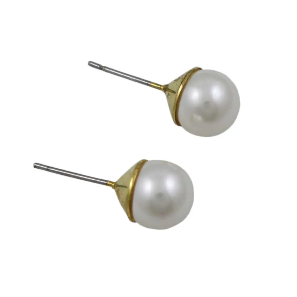 Classic 6MM White Pearl Stud Pierced Earring - PE501