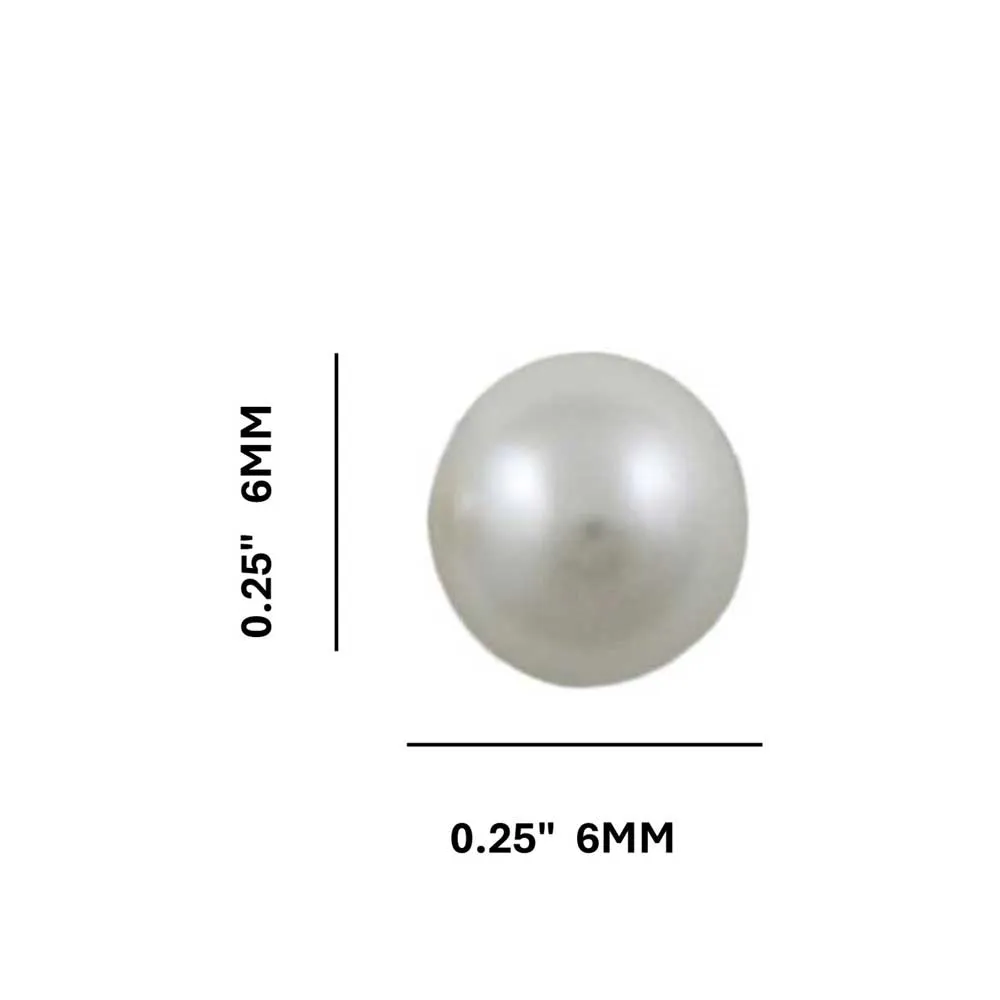 Classic 6MM White Pearl Stud Pierced Earring - PE501