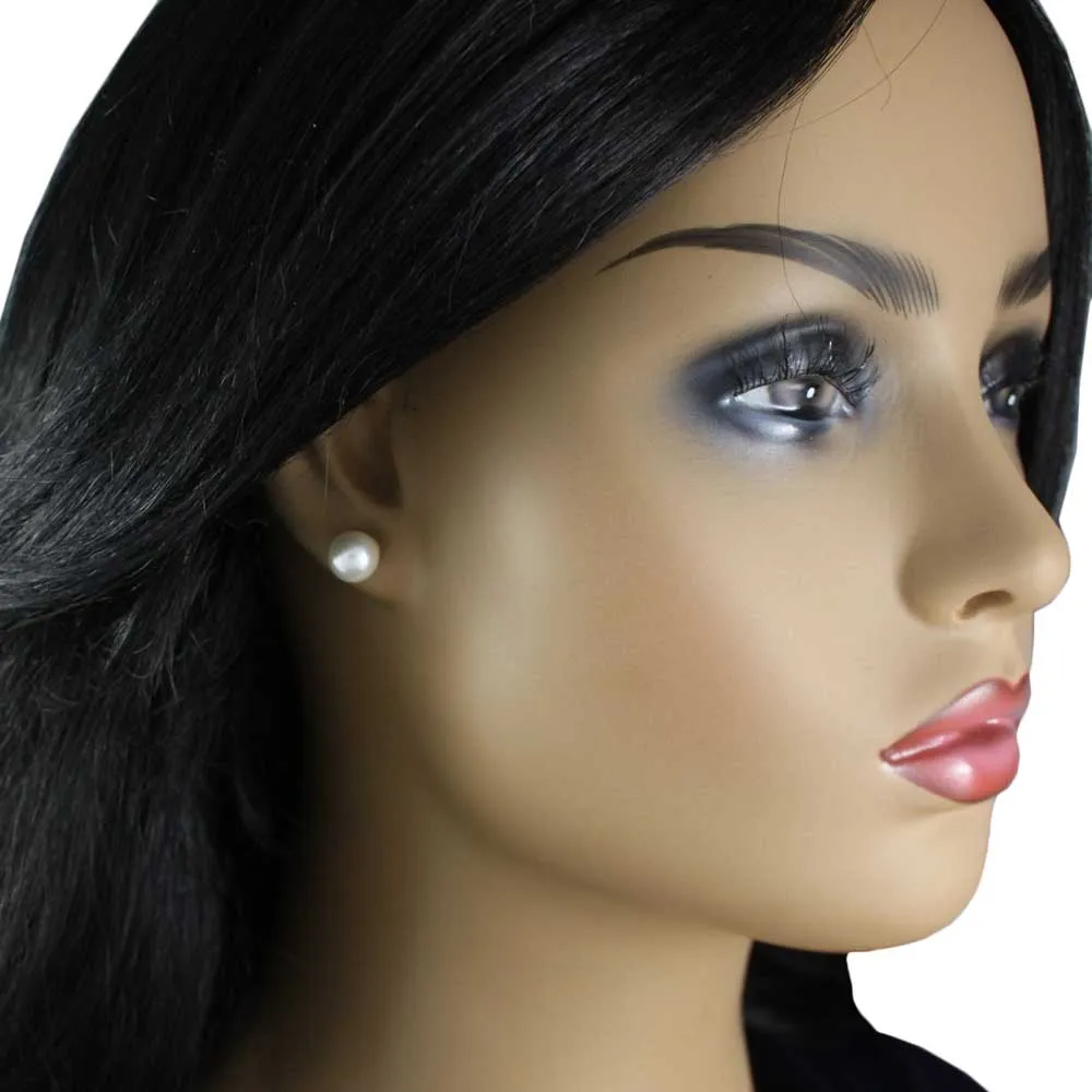 Classic 6MM White Pearl Stud Pierced Earring - PE501