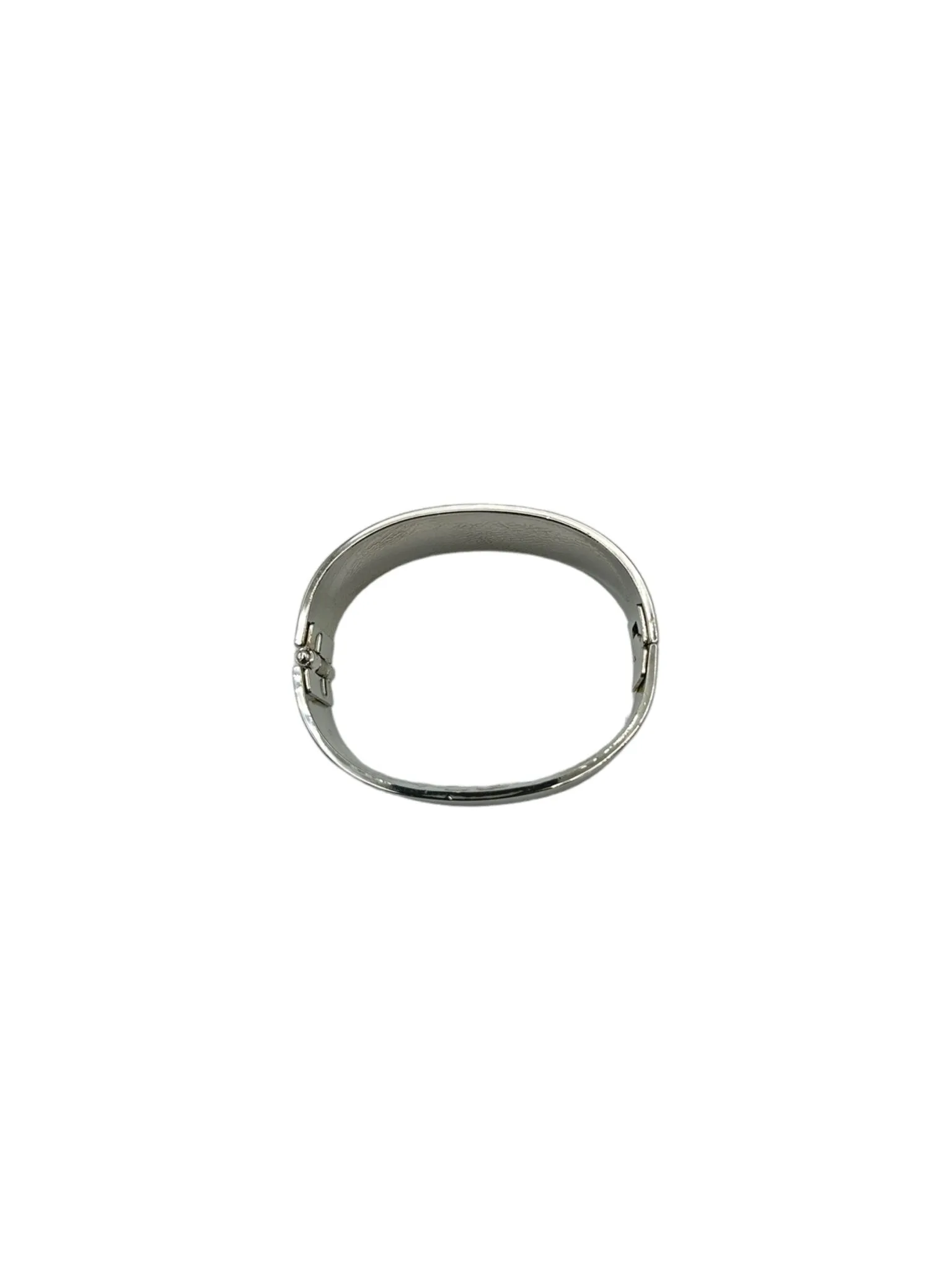 Classic Bright Shiny Silver Hinged Stacking Bangle Bracelet
