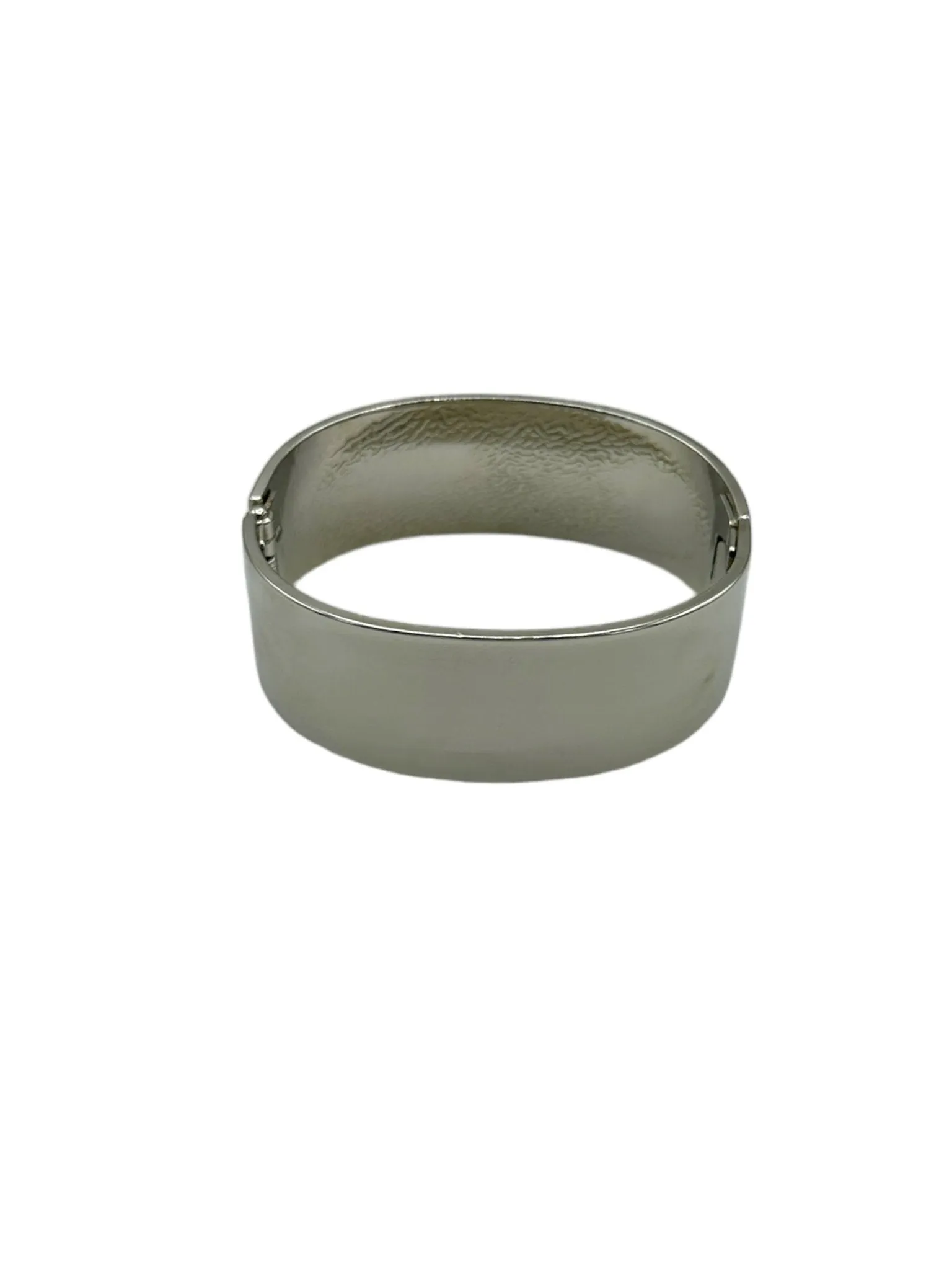 Classic Bright Shiny Silver Hinged Stacking Bangle Bracelet