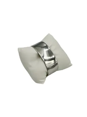 Classic Bright Shiny Silver Hinged Stacking Bangle Bracelet