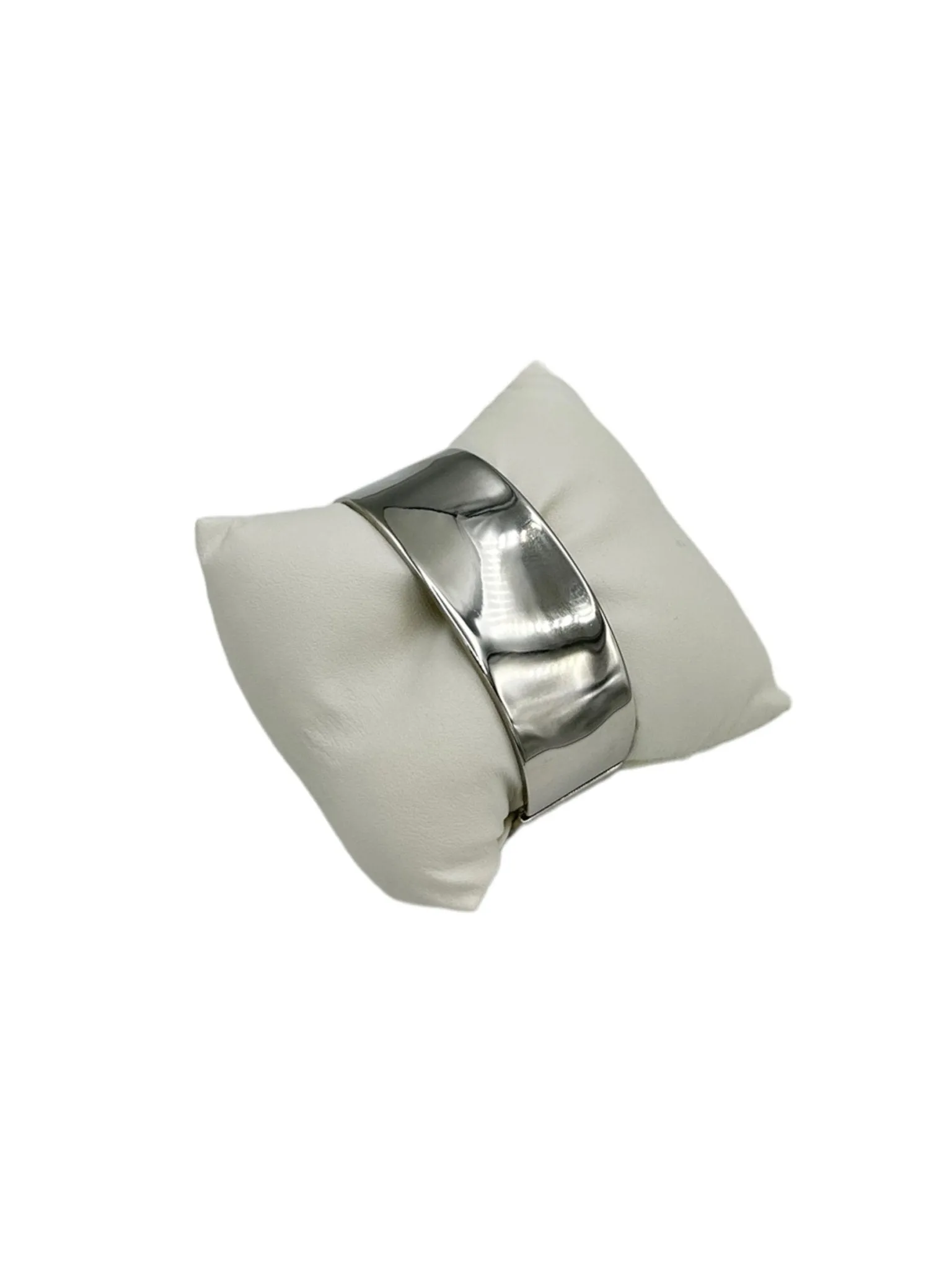 Classic Bright Shiny Silver Hinged Stacking Bangle Bracelet