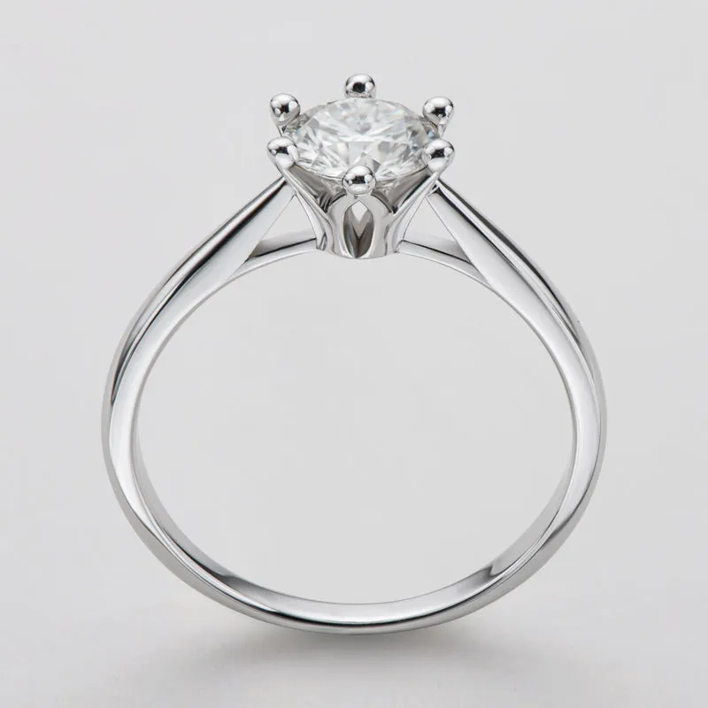 Classic Round Cut Moissanite Diamond Crown Solitaire Rings