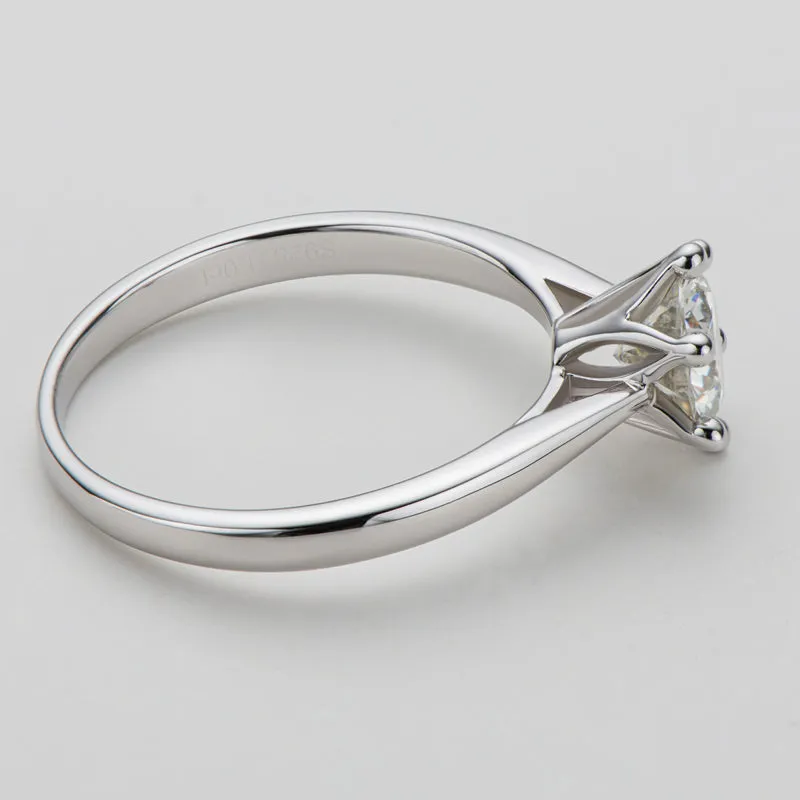 Classic Round Cut Moissanite Diamond Crown Solitaire Rings