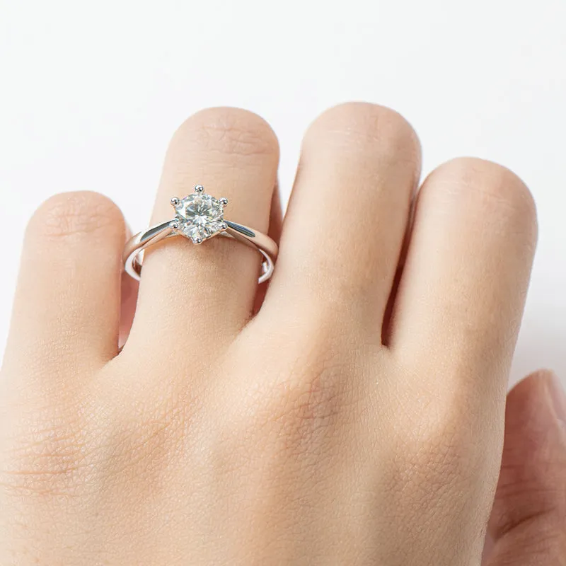 Classic Round Cut Moissanite Diamond Crown Solitaire Rings