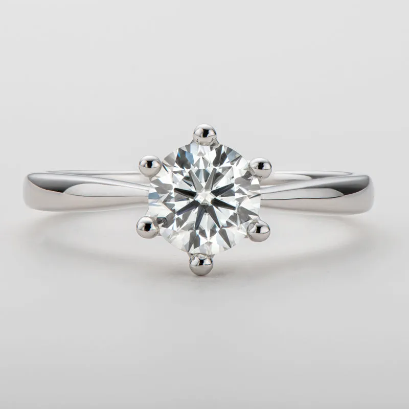 Classic Round Cut Moissanite Diamond Crown Solitaire Rings