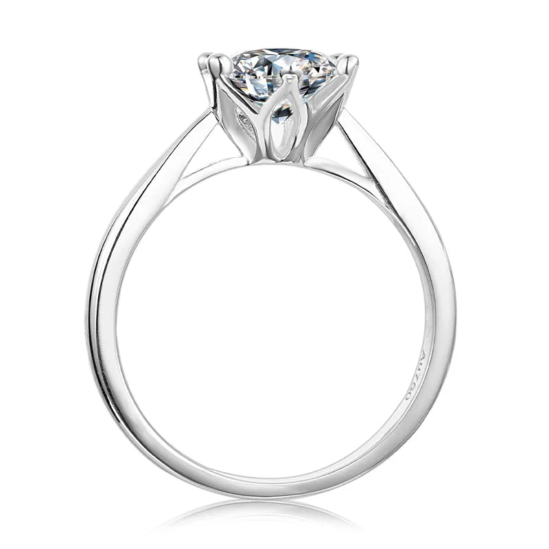 Classic Round Cut Moissanite Diamond Crown Solitaire Rings