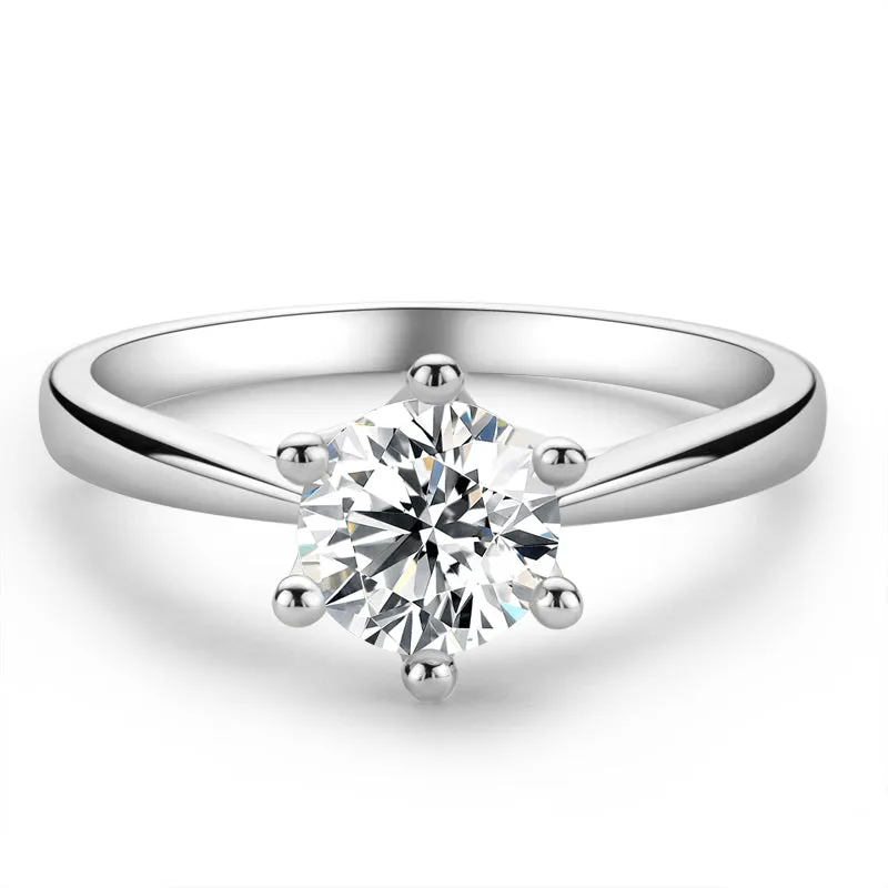 Classic Round Cut Moissanite Diamond Crown Solitaire Rings