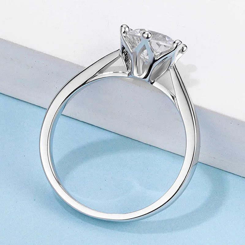 Classic Round Cut Moissanite Diamond Crown Solitaire Rings