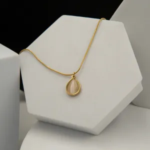 Clear Drop Pendant Necklace Gold Plated, Waterproof and Anti-Tarnish