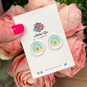 Clear Mom Stud Earrings