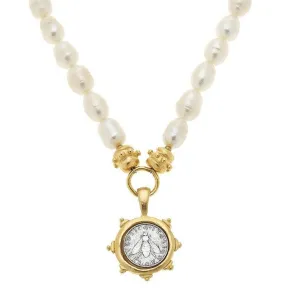 Coin with Bee Pendant Necklace