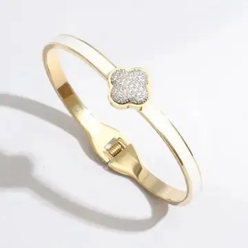 Colored Clover Cuff Bangle Bracelets
