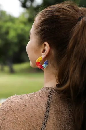 Colorful Beaded Hoop Earrings.